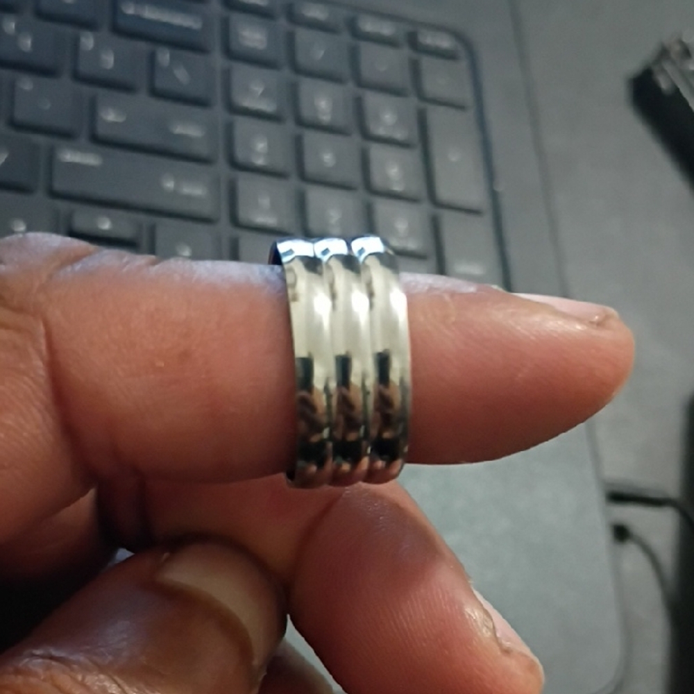 Elegant Silver Band Ring Sz 22 Stainless Steel